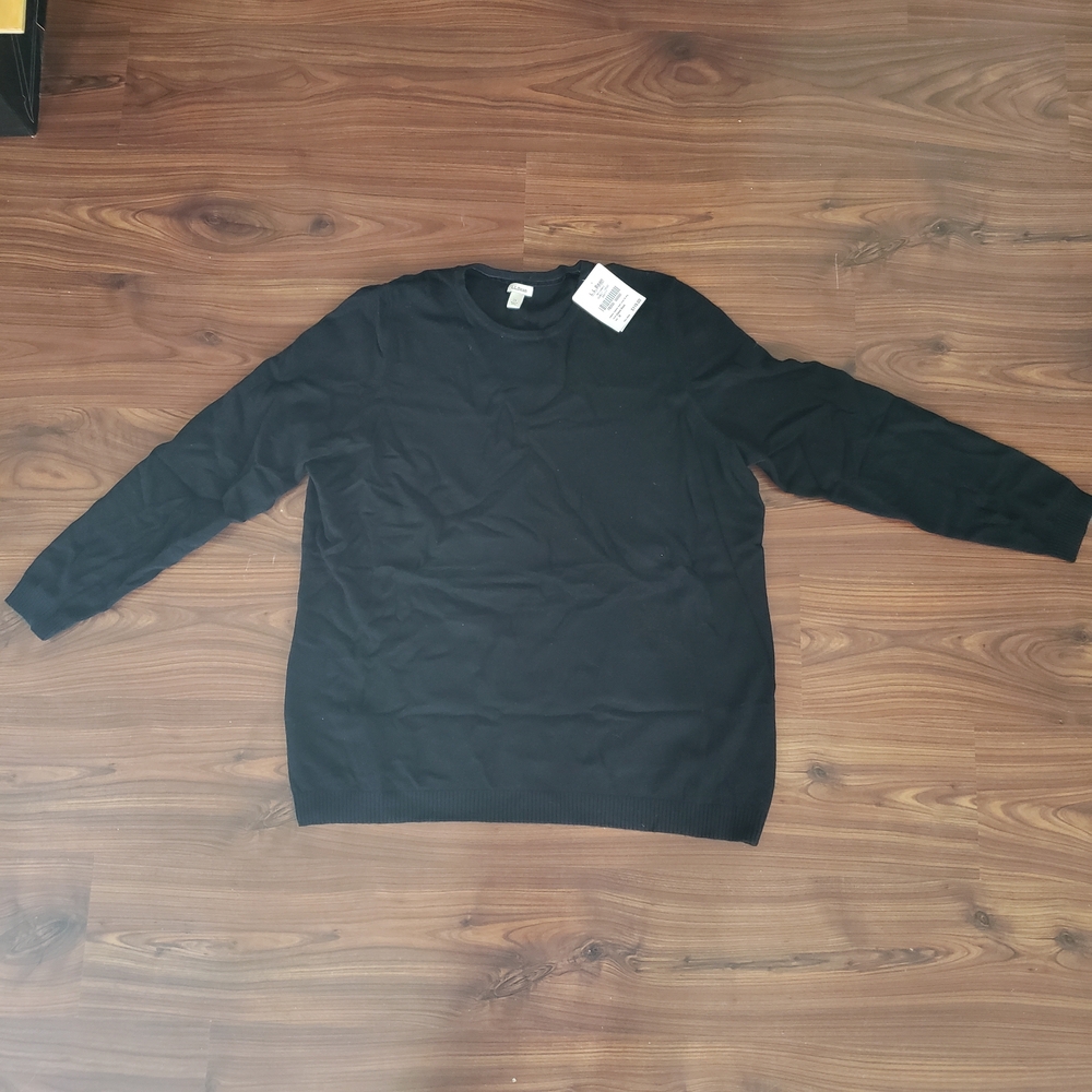 2X L.L. Bean Women's 100% Cashmere Black Crew Neck Sweater